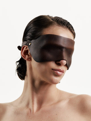 Leather Face Mask "UNKNOWN" Brown leather mask - Dr.Harness Lingerie & Leather - 1