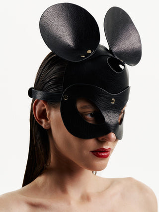 Leather Mouse Mask "MOUSE" Black leather mask - Dr.Harness Lingerie & Leather - 4