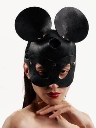 Leather Mouse Mask "MOUSE" Black leather mask - Dr.Harness Lingerie & Leather - 3
