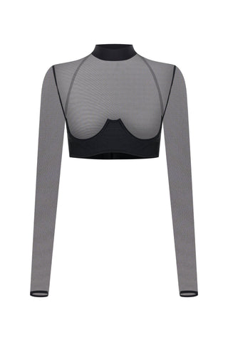 Long-Sleeve Mesh Top "NEBULA" lingerie - Dr.Harness Lingerie & Leather - 1
