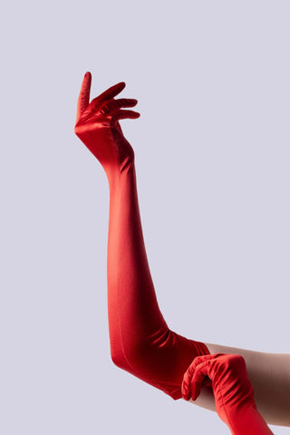 Red Long shiny satin gloves - Dr.Harness - lingerie