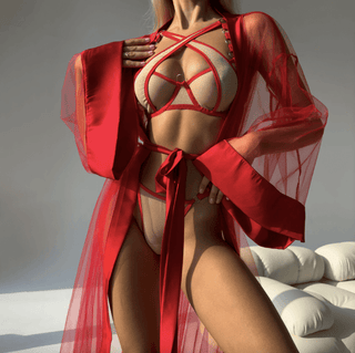 Transparent Kimono "Hikari" in Red - Dr.Harness - lingerie