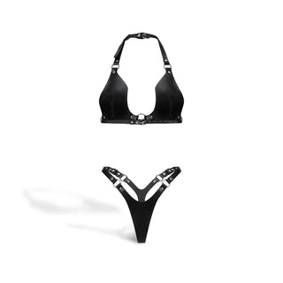 Leather Set (bra & panties) "Electra" - Dr.Harness - setbragarters